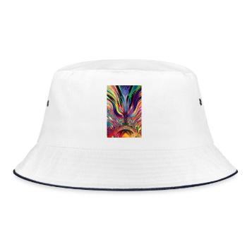 Abstrakte Kunst - Bucket Hat - Weiß/Navy - Vorne