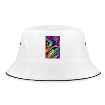 Abstrakte Kunst - Bucket Hat - Weiß/Navy - Vorne