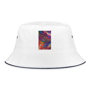 Abstrakte Kunst - Bucket Hat - Weiß/Navy - Vorne