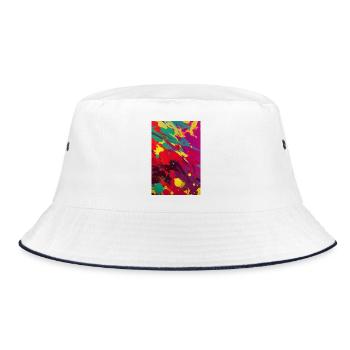 Abstrakte Kunst - Bucket Hat - Weiß/Navy - Vorne