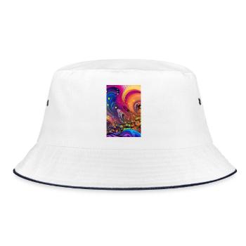 Abstrakte Kunst - Bucket Hat - Weiß/Navy - Vorne