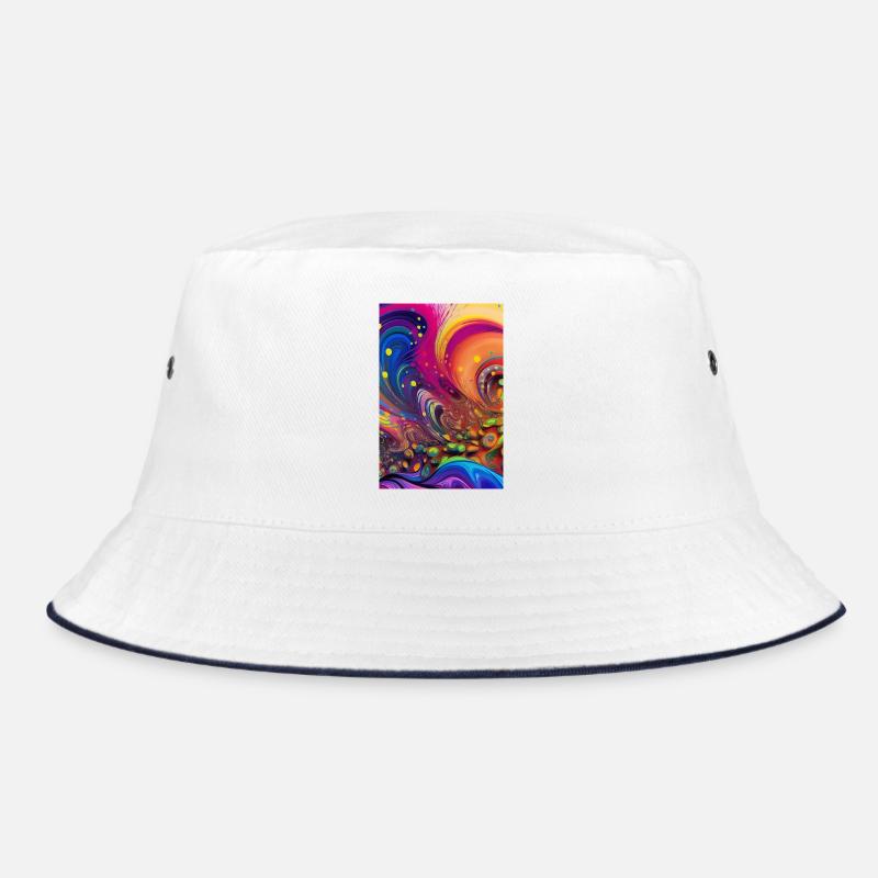 Abstrakte Kunst - Bucket Hat - Weiß/Navy