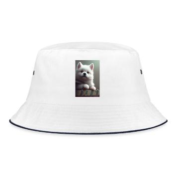 Hund - Bucket Hat - Weiß/Navy - Vorne