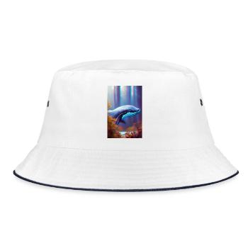 Whale in the Forest Surrealism - Bucket Hat - white/navy - Front