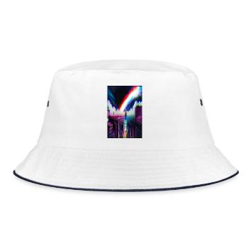 Futuristic Rainbow City Art - Bucket Hat - white/navy - Front