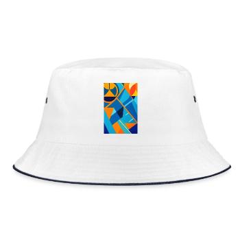 Abstrakte Kunst - Bucket Hat - Weiß/Navy - Vorne
