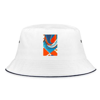 Abstrakte Kunst - Bucket Hat - Weiß/Navy - Vorne