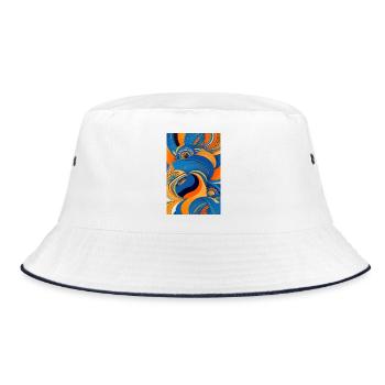 Abstrakte Kunst - Bucket Hat - Weiß/Navy - Vorne