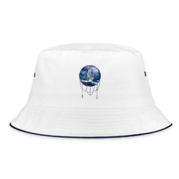 The majesty of wolves with fire and water - Bucket Hat - white/navy - Front