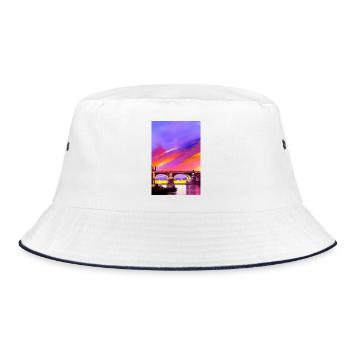 Brücken in London - Bucket Hat - Weiß/Navy - Vorne
