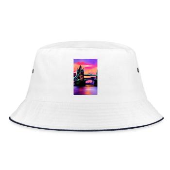 Brücken in London - Bucket Hat - Weiß/Navy - Vorne
