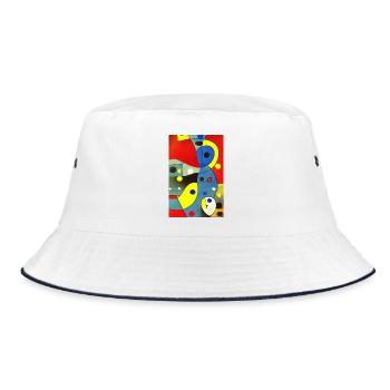 Abstrakte Kunst - Bucket Hat - Weiß/Navy - Vorne