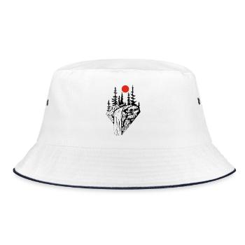 Der schwarze Wasserfall und die rote Sonne - Bucket Hat - Weiß/Navy - Vorne