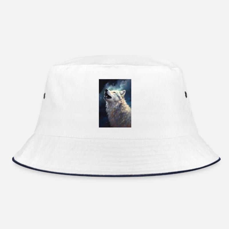 Howling white wolf Bucket Hat
