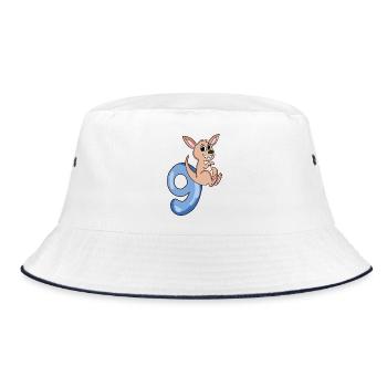 9th Birthday Motif Kangaroo - Nine Years - Bucket Hat - white/navy - Front