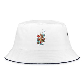 Colorful angry snake with flowers - Bucket Hat - white/navy - Front