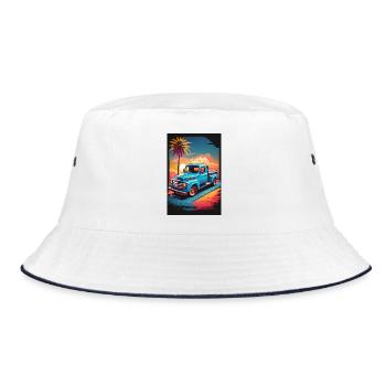 Pick-up Truck - Bucket Hat - Weiß/Navy - Vorne