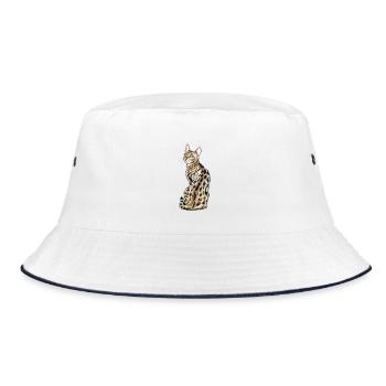 Bengal Cat - Bucket Hat - white/navy - Front