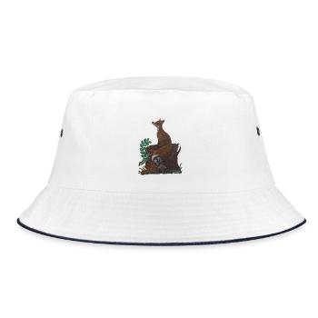 meditativer Fuchs - Bucket Hat - Weiß/Navy - Vorne