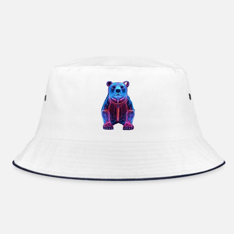 Neon Bär in Cyber-Design Bucket Hat