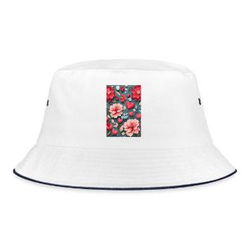Des roses avec des cœurs - Bob - blanc/marine - Devant