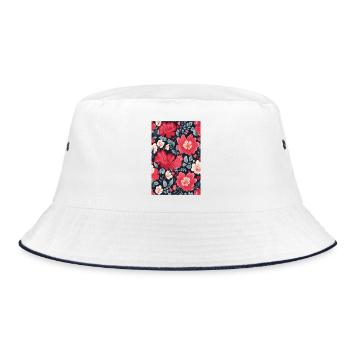 Floral Pattern - Bucket Hat - white/navy - Front