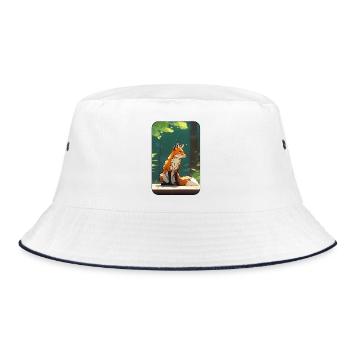 Fuchs im Wald - Bucket Hat - Weiß/Navy - Vorne