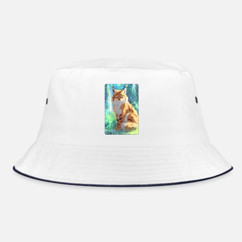 Luchs im Wald - Bucket Hat - Weiß/Navy