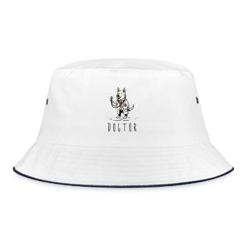 Dogtor Doctor Doc Doctor Funny Dog Animals Medicine - Bucket Hat - white/navy - Front