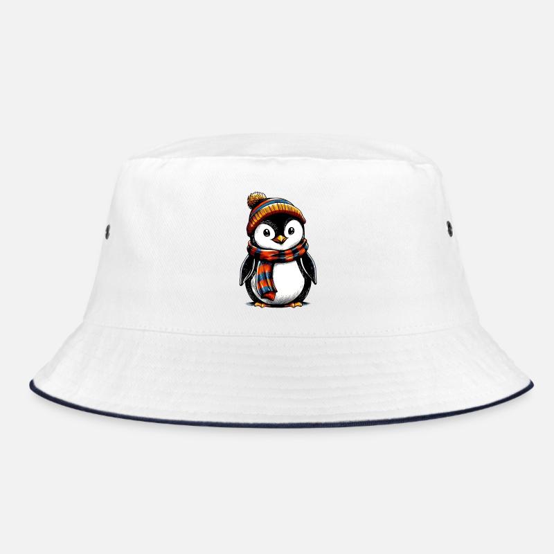 Penguin with wool cap and scarf Bucket Hat