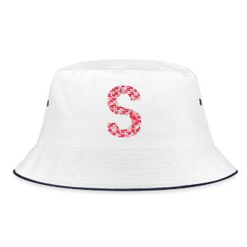 Letter S - First Name Initial Gift - Bucket Hat - white/navy - Front