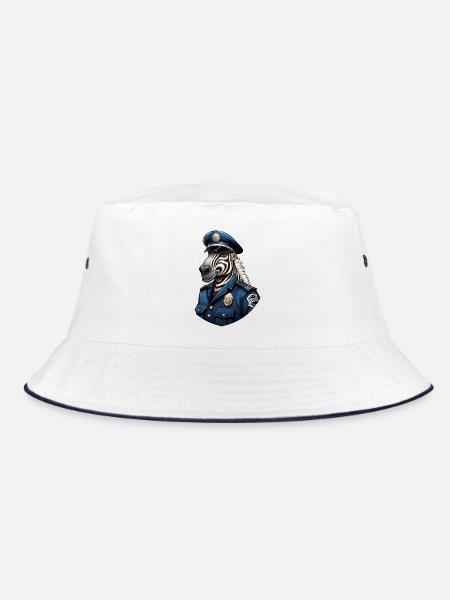 Zebra Policeman - Bucket Hat - white/navy - Front