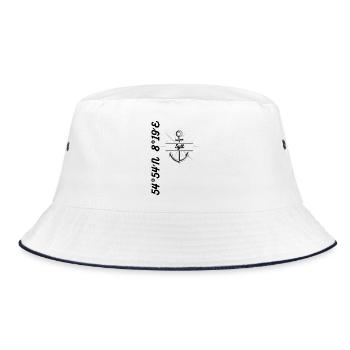Koordinaten Motiv Sylt - Bucket Hat - Weiß/Navy - Vorne