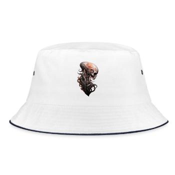 Chemise Dark Fantasy avec colonne vertébrale de crâne extraterrestre - Bob - blanc/marine - Devant