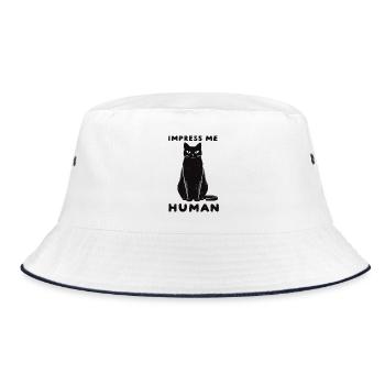 impress me human - katzenliebe, dosenöffner - Bucket Hat - Weiß/Navy - Vorne