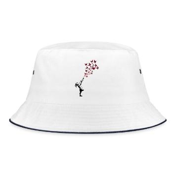Girl with Trumpet Butterfly Street Art Style - Bucket Hat - white/navy - Front