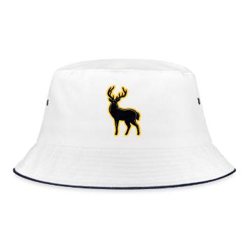 Schwarzer Hirsch mit Neon-Kontur - Bucket Hat - Weiß/Navy - Vorne