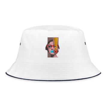 Goldene Inspirationsstimmung - Bucket Hat - Weiß/Navy - Vorne