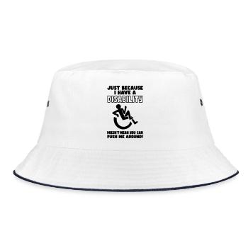 Schieben Sie mich nicht nur in meinem Rollstuhl herum* - Bucket Hat - Weiß/Navy - Vorne