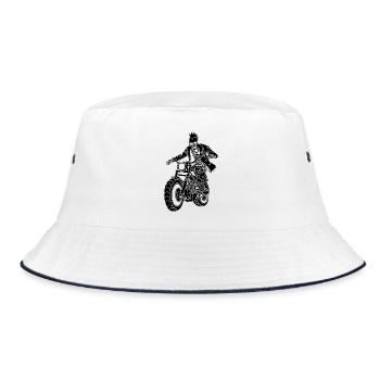 Der schwarze Biker aus der Hölle - Bucket Hat - Weiß/Navy - Vorne