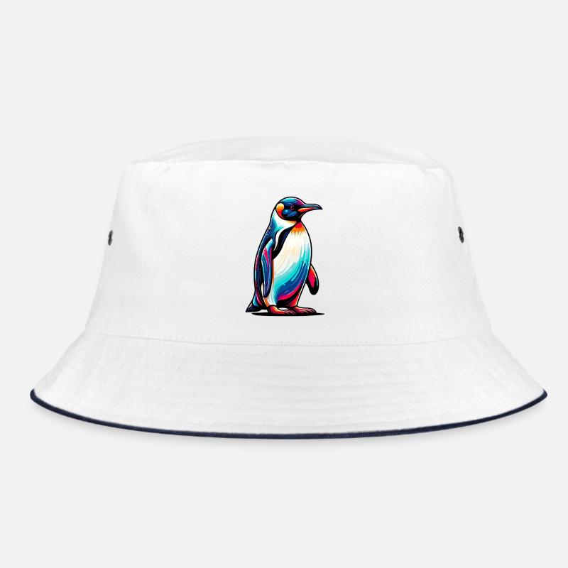 Pinguin - Bucket Hat - Weiß/Navy