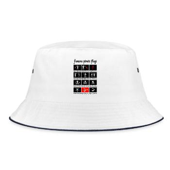 Berühmte Piraten und ihre Flaggen - Bucket Hat - Weiß/Navy - Vorne