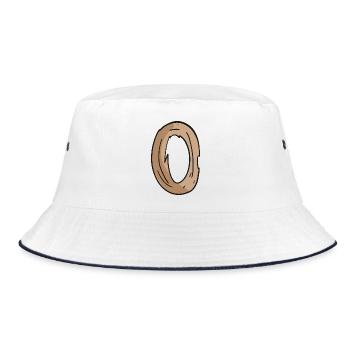 Letter O Wood Wooden Letter - Bucket Hat - white/navy - Front
