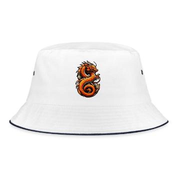 MAJESTÄTISCHER DRACHE | GOLDENER MOND - Bucket Hat - Weiß/Navy - Vorne