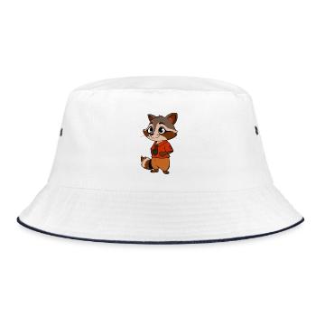 Adventurous Raccoon in Business Attire - Bucket Hat - white/navy - Front