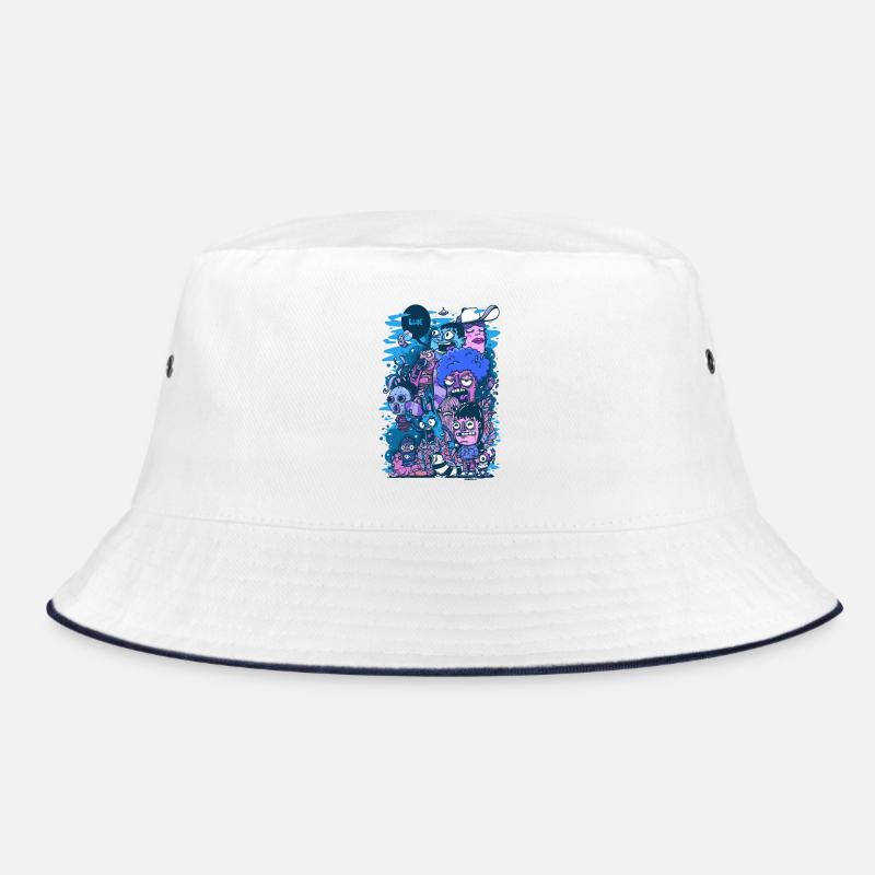 Blaues Projekt - Bucket Hat - Weiß/Navy