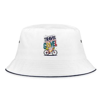 Reisen mit dem Gravel-Radfahren Illustration - Bucket Hat - Weiß/Navy - Vorne