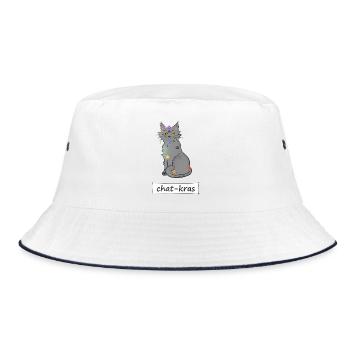 Chat-kras - Bucket Hat - Weiß/Navy - Vorne