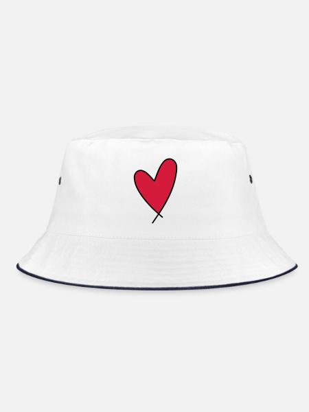Symbol Herz - Bucket Hat - Weiß/Navy - Vorne