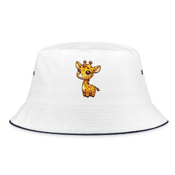 A whimsical cartoon style giraffe - Bucket Hat - white/navy - Front